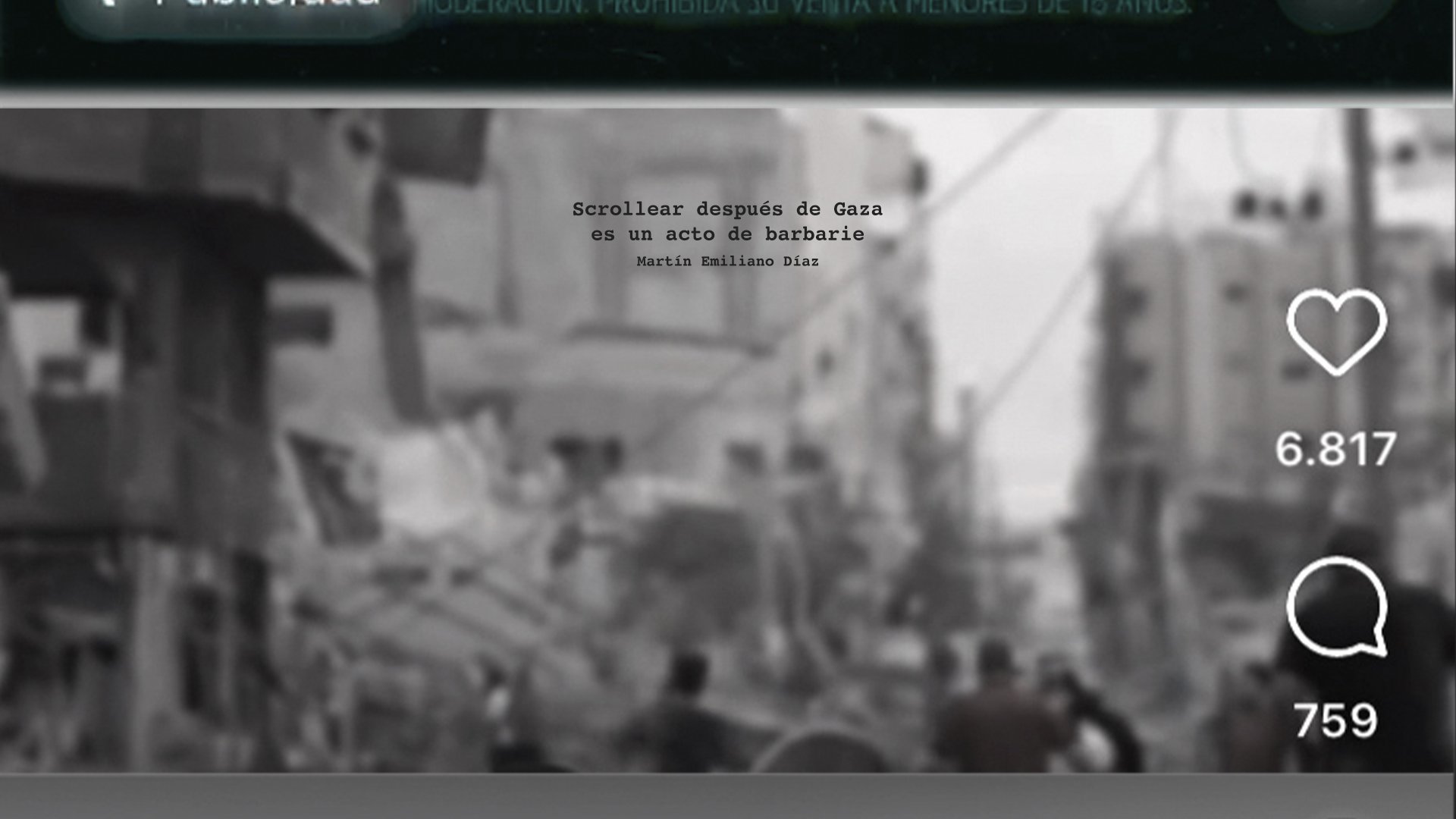 Scrollear después de gaza es un acto de barbarie | Martín Emiliano Díaz | Argentina, Xile | 2024 | 4’